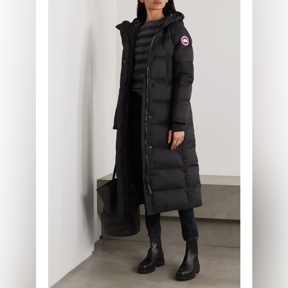 Canada Goose Alliston Long Parka Red Logo Jacket Black size xs - Picture 6 of 16